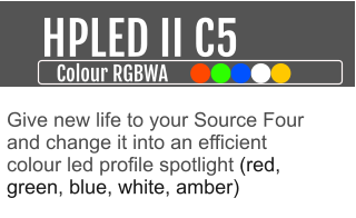 HPLED II C5  Colour RGBWA Give new life to your Source Four and change it into an efficient colour led profile spotlight (red, green, blue, white, amber)
